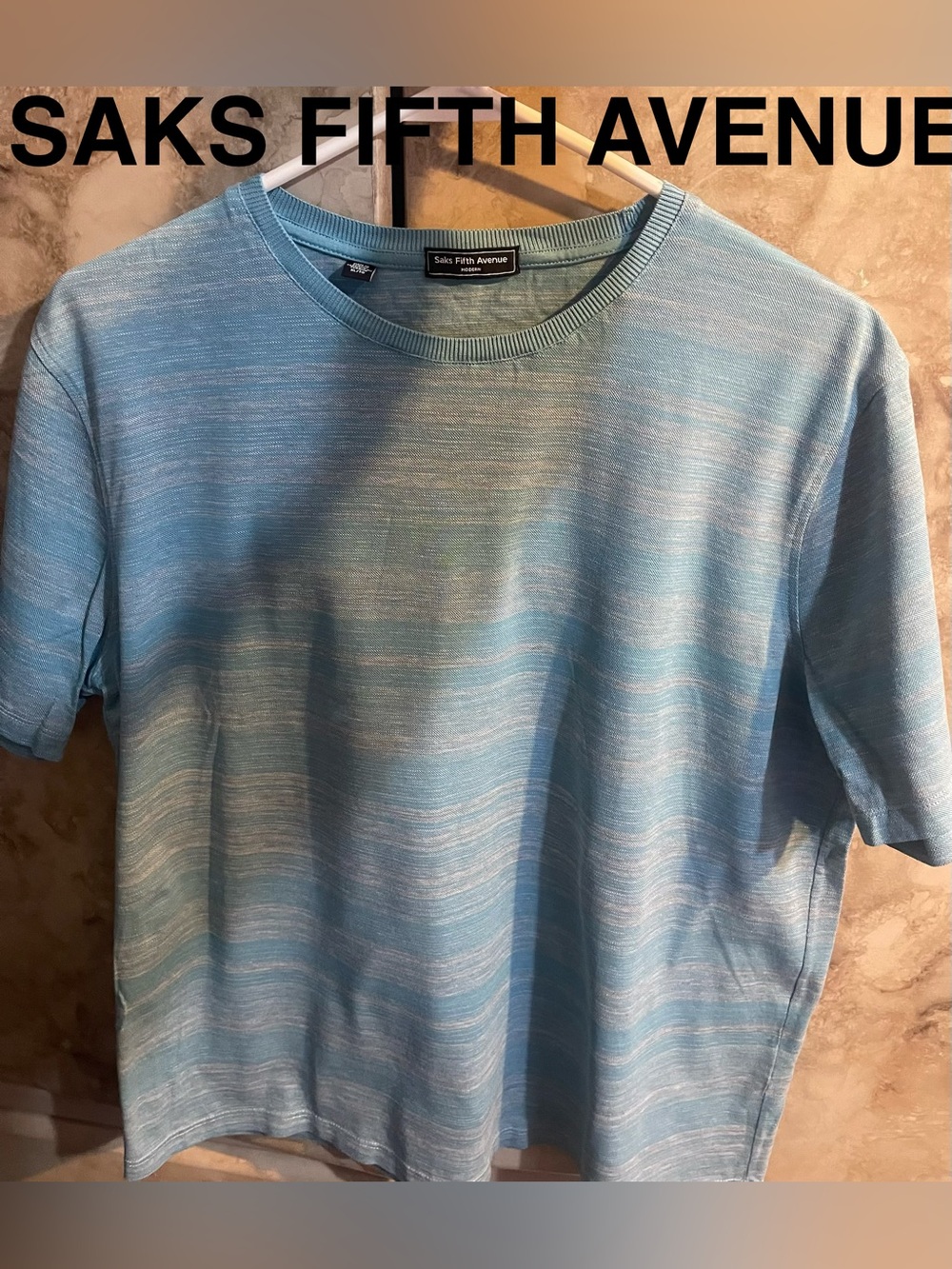 Saks Fifth Avenue Blue Space-Dyed Short Sleeve Knit Tee